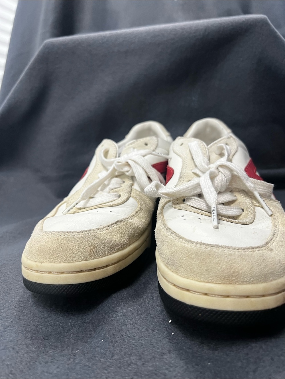 rag & bone Beige Suede and White Leather Sneakers with Red Accent